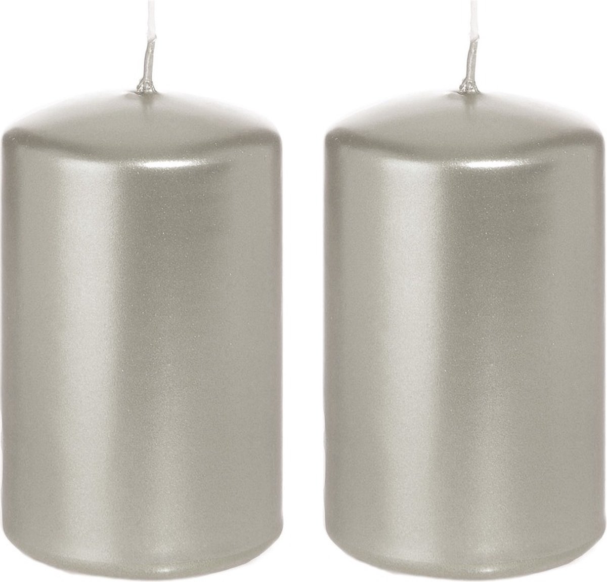 Enlightening Candles Cilinderkaars/stompkaars - 2x - zilver - 5 x 8 cm - 18 branduren - horeca kaarsen