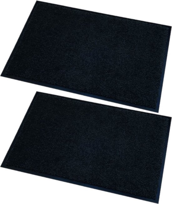 2x stuks deurmatten/droogloopmatten Memphis zwart 80 x 120 cm - Schoonloopmat - Inloopmat