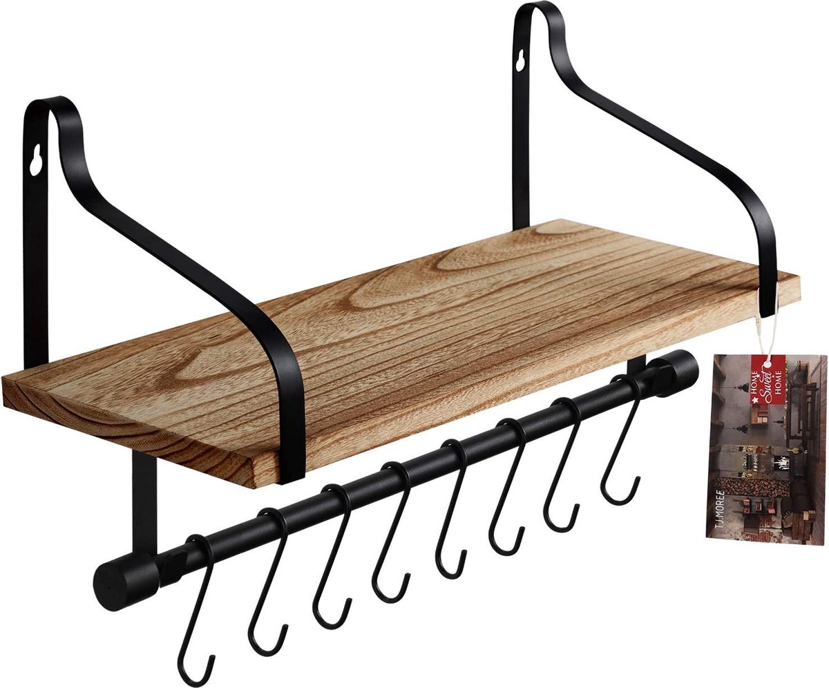 Wandgemonteerde kapstok met 8 stevige haken - 81 x 64 cm praktische