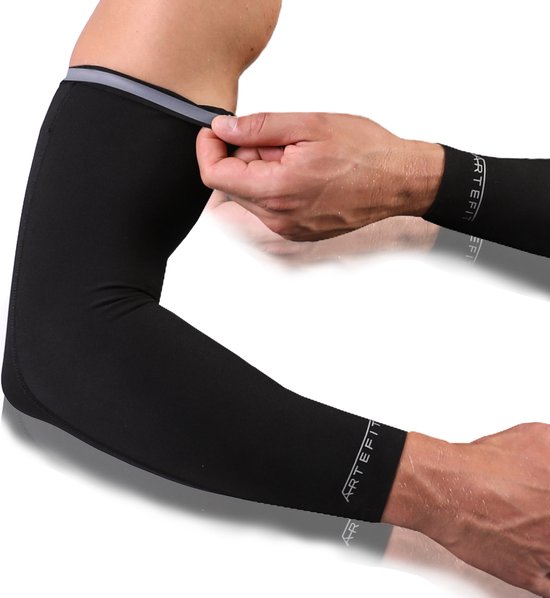 Artefit compressie arm sleeves – unisex – langdurige compressie - zonbescherming - XS - Black