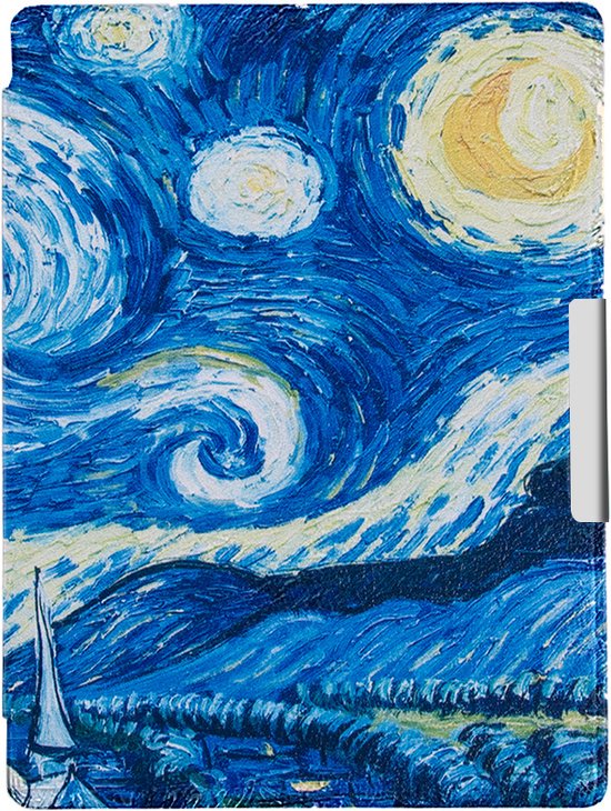 Lunso - Geschikt voor Kobo Aura H2o edition 1 hoes (6.8 inch) - sleep cover - Van Gogh Sterrennacht - (niet voor de Kobo Aura edition 1) — afbeelding 3