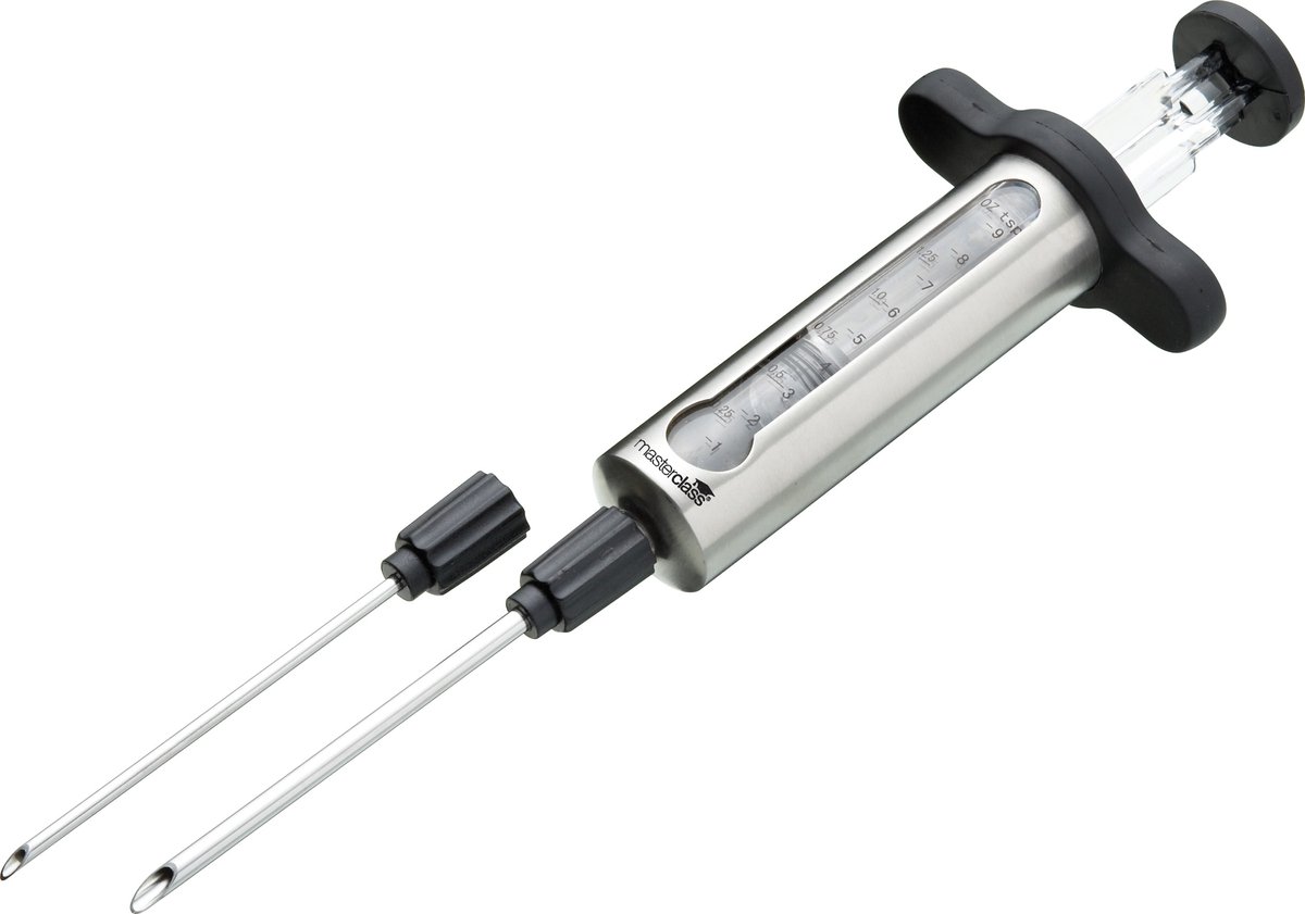KitchenCraft Masterclass Vleesinjector voor het toevoegen van smaakmarinades - kruiden smaken en sauzen roestvrij staal
