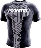 Manto - MMA Rashguard met korte mouwen - BJJ Compressions Shirt - Fragments - Zwart, Grijs - Maat XXL