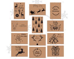 Giftmas Kerstkaarten - Wenskaarten - 36 Stuks - Met Enveloppen en Stickers - Nieuwjaarskaarten - 10x15cm