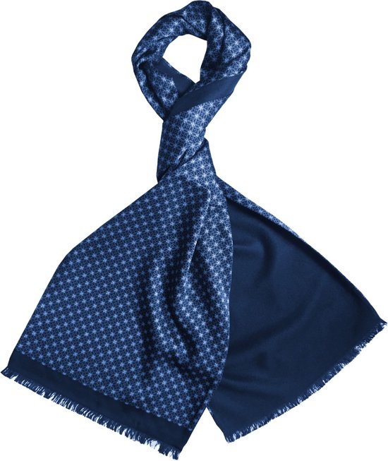 Gevoerde Zijden Herensjaal Bolsena Blauw 100 Zijde bol