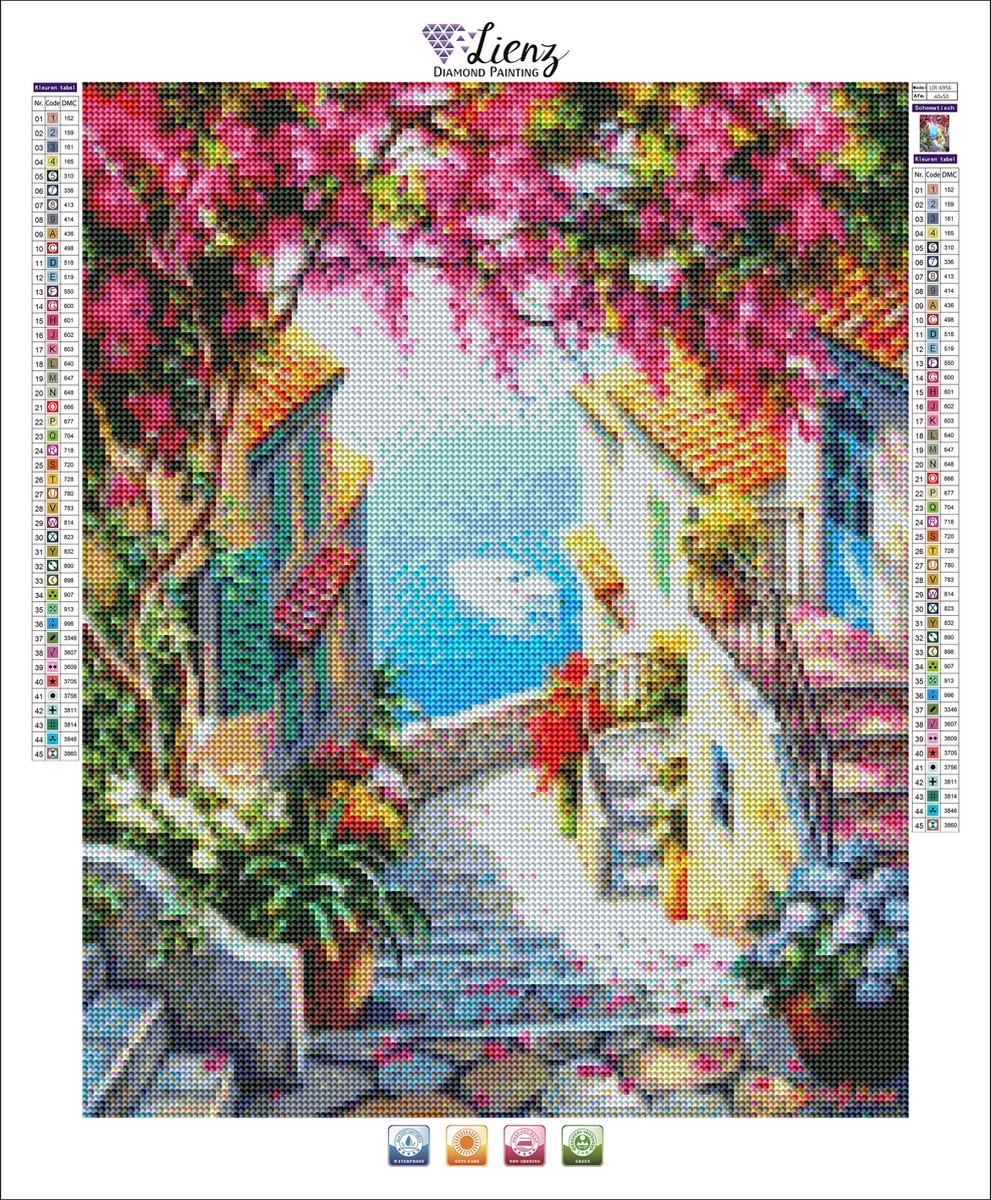 Lienz® Diamond Painting volwassenen 40x50cm – Rond – Bloemen – Zee - Natuur – Pakket volwassenen — afbeelding 2