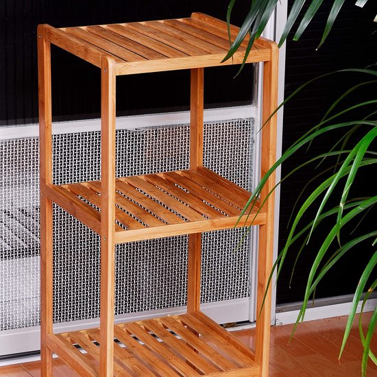 Relaxdays Badkamerrek bamboe met 3 legplanken h x b x d: 79 x 33 x 33 ...