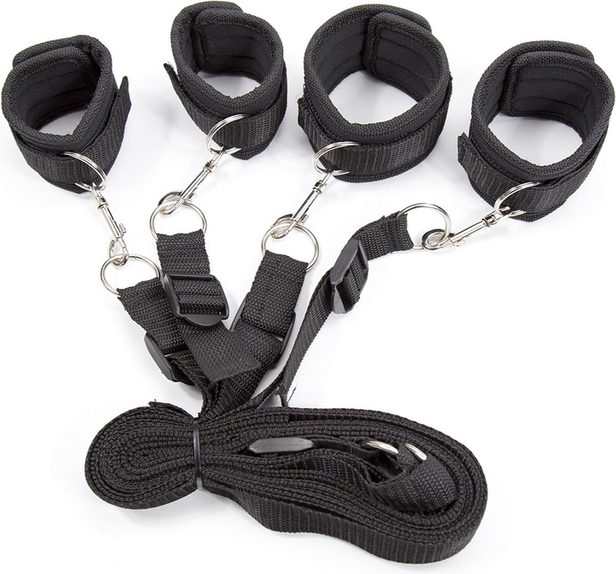 Banoch | Bondageset voor onder bed | stevige zachte neopreen boeien | makkelijk verstelbaar | zwart — afbeelding 12