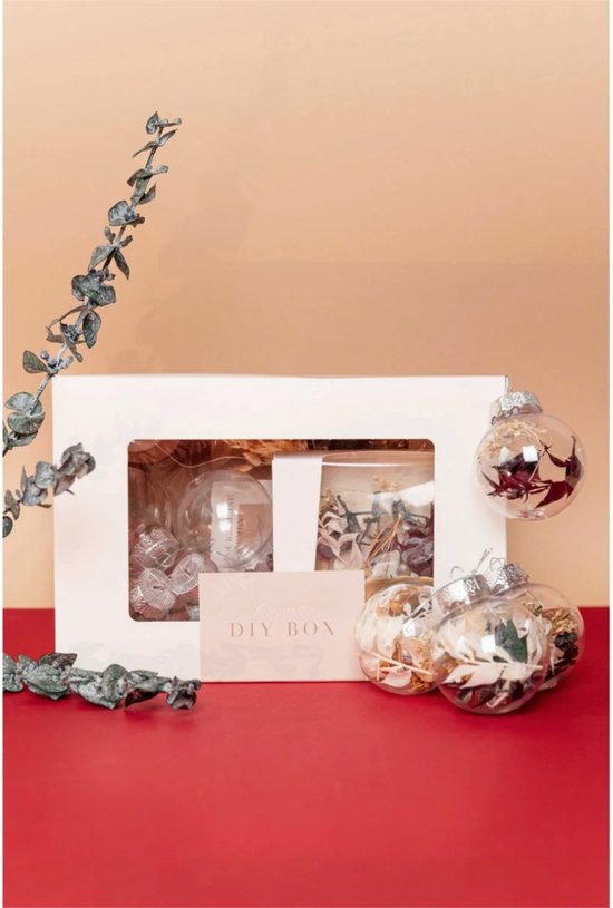 DIY Kerst Box Maak Je Eigen Kerstballen Droogbloemen 4 Stuks