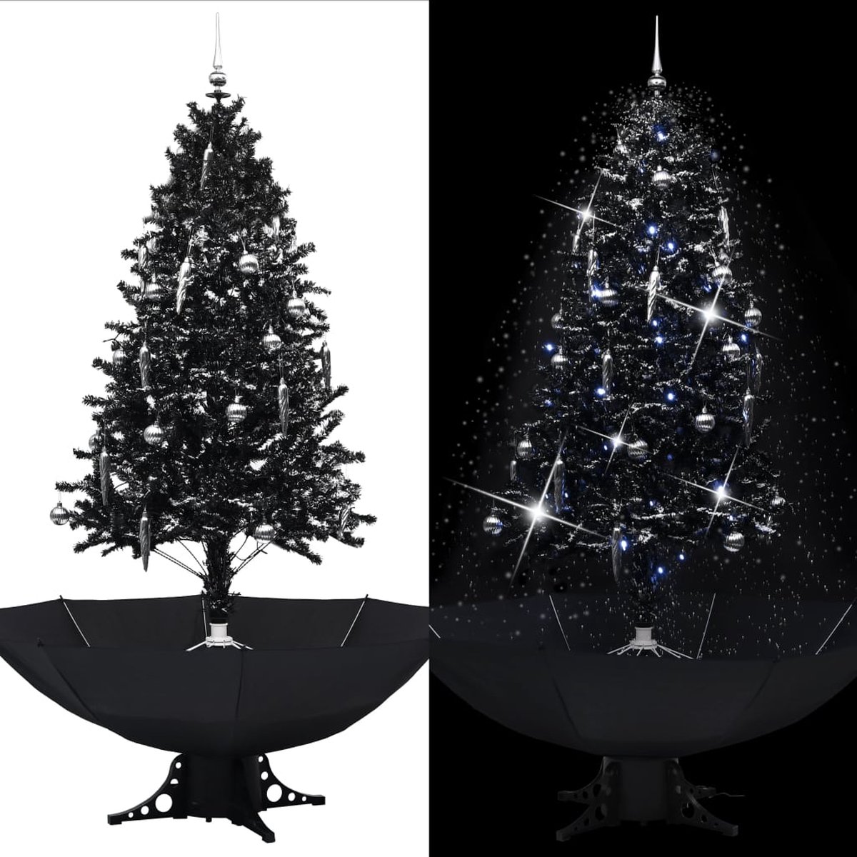 Prolenta Premium - Kerstboom sneeuwend met paraplubasis 190 cm PVC zwart