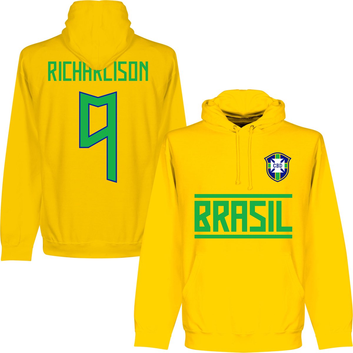 Brazilië Richarlison 9 Team Hoodie - Geel - Kinderen - 104
