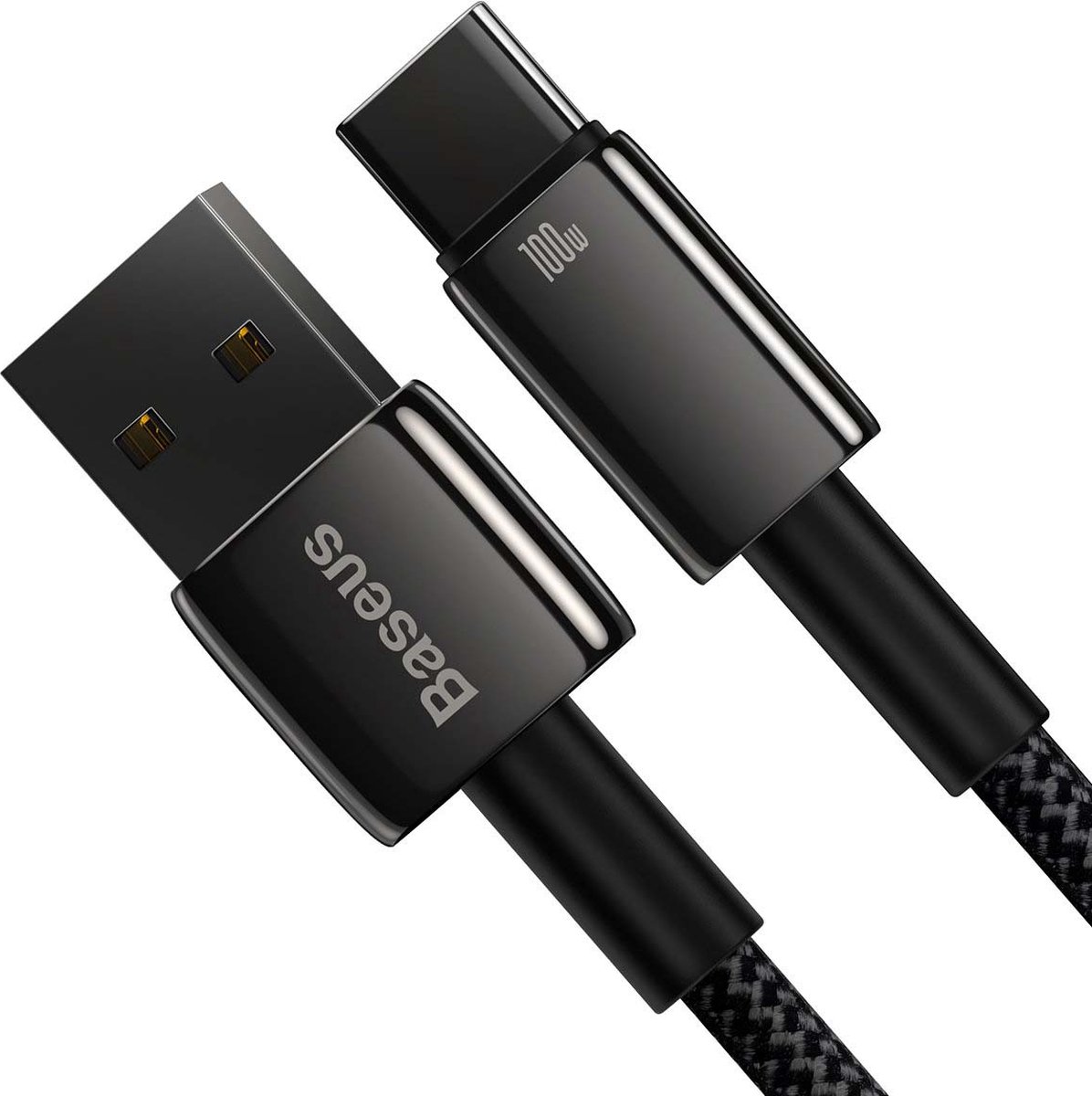 Baseus - Tungsten - Gold kabel USB-A - USB-C 480Mb/s 100W 1m zwart - (CAWJ000001)