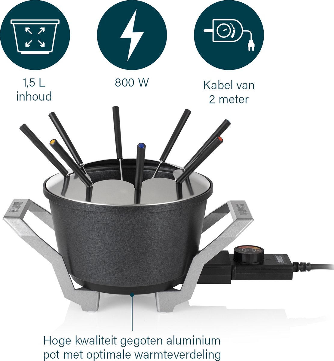 Princess Fonduepan 173100 – Elektrische fondueset - 8 personen - Geschikt  voor kaas