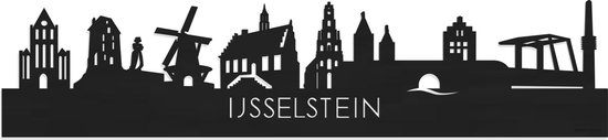 Skyline IJsselstein Zwart hout - 80 cm - Woondecoratie - Wanddecoratie - Meer steden beschikbaar - Woonkamer idee - City Art - Steden kunst - Cadeau voor hem - Cadeau voor haar - Jubileum - Trouwerij - WoodWideCities