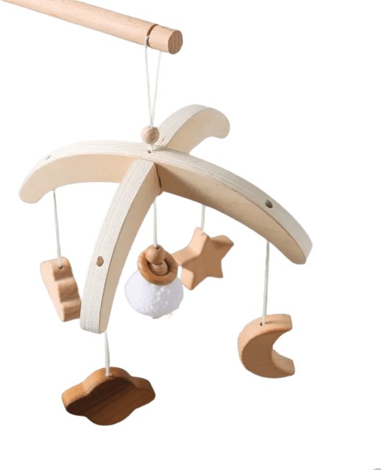 Mobile Bébé Nuages + Support Mobile Luxe en Bois Ajustable à 360° - Mobile  pour bébé