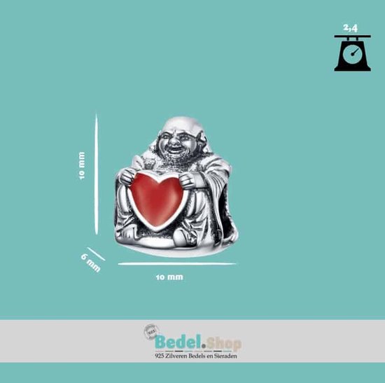 Tracelet - Zilveren bedels - Bedel Boeddha bedel kopen - Boedha Rood hart -  Direct uit... | bol.com