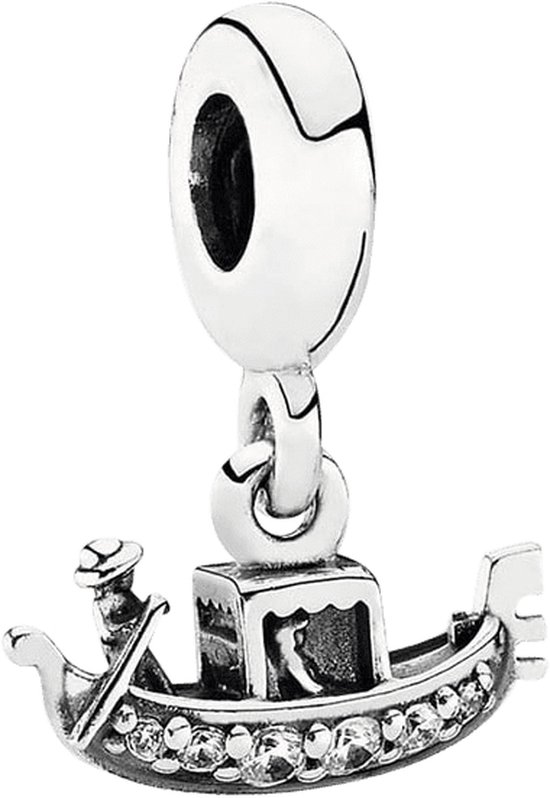 Tracelet - Zilveren bedels - Bedel Gondel Venetië Italië | 925 Sterling Zilver - Pandora compatible - Met 925 Zilver Certificaat - In Leuke cadeauverpakking - Valentijn tip - Tracelet