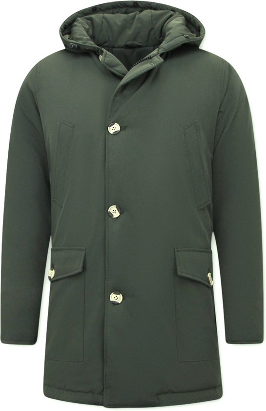 Heren Winterjassen Volwassen - Lange Winterjas Heren - Jassen Heren Winter Capuchon - Parka Heren - 7101 - Groene Jas
