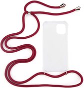 Shop4 - iPhone 14 Pro Max Hoesje - Zachte Back Case TPU Siliconen met Koord Donker Rood