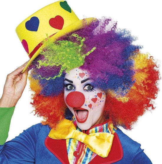 Aannames, aannames. Raad eens D.w.z paars Funny Fashion clown verkleed set volwassenen - pruik  rood/schmink/neus/handschoenen | bol.com