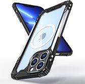 Hoesje Geschikt voor iPhone 13 met magnetisch Ring Shockproof bumper case – Zilver