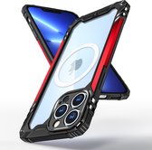 Hoesje Geschikt voor iPhone 13 Pro Max met magnetisch Ring Shockproof bumper case – Rood