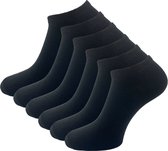 6 paar Sneakersokken - SQOTTON® Premium - Naadloos - Zwart - Maat 35-38