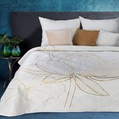Oneiro’s luxe LOTOS Beddensprei Wit - 220x240 cm – bedsprei 2 persoons - beige – beddengoed – slaapkamer – spreien – dekens – wonen – slapen
