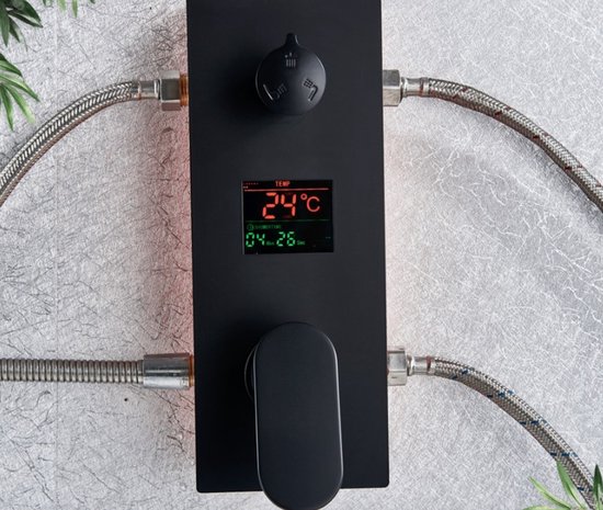 MEILLEUR CHOIX : Ensemble de douche SaniSupreme® New York Premium de Luxe LCD 16 pouces | Douche pluie 40 cm carrée 2 voies encastrable noir