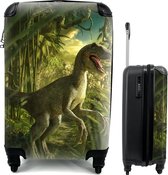 MuchoWow® Koffer - Dinosaurus - Planten - Illustratie - Kinderen - Jongens - Kids - Past binnen 55x40x20 cm en 55x35x25 cm - Handbagage - Trolley - Cabin Size - Print