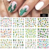 12 Stuks Nagelstickers – Nail Art Stickers – Cactus