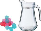 Luminarc karaf schenkkan van glas 1300 ml met 18x herbruikbare ijsklontjes