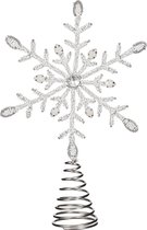 Visière étoile/sapin de Noël en plastique argent/blanc H30 cm