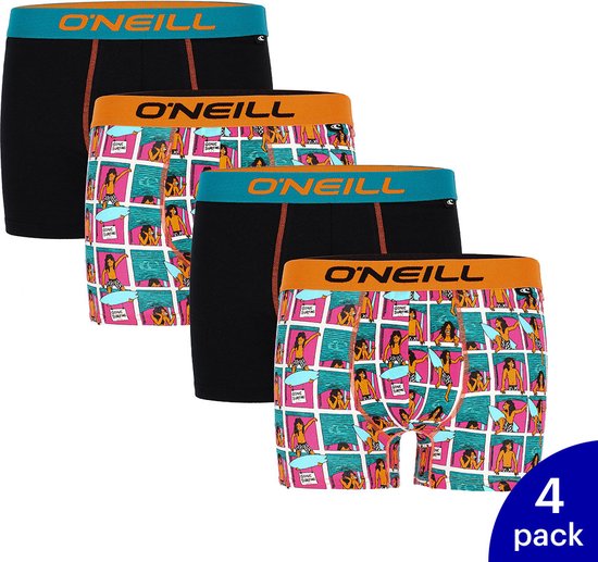 4-Pack O'Neill Heren Boxershorts Comic 900852 - Comic / Zwart - Maat S
