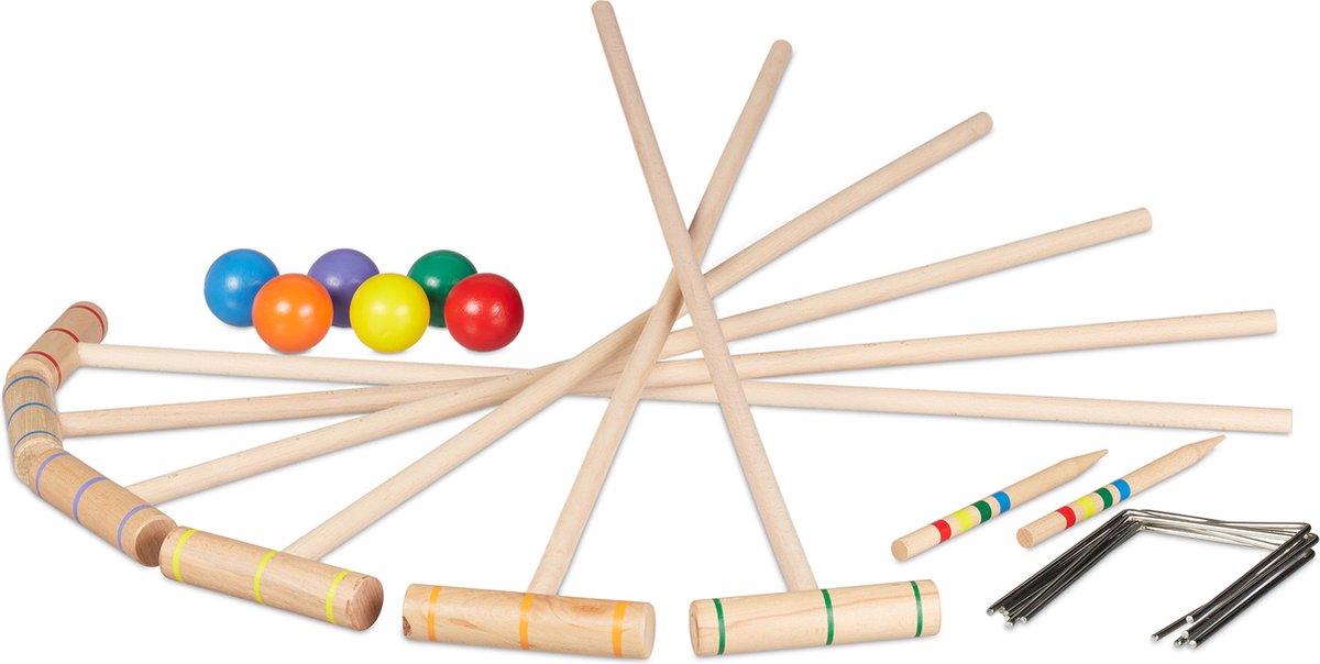 Relaxdays croquet spel set hout buitenspel outdoorspel