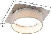 Lindby - plafondlamp - 1licht - Metaal, textiel - H: 8.1 cm - GX53 - nikkelsatijn, grijs - Inclusief lichtbron