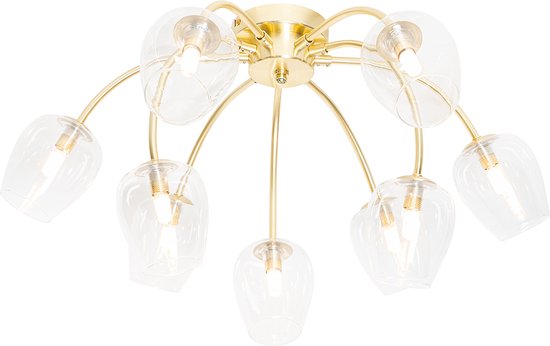 QAZQA elien - Klassieke Plafondlamp - 9 lichts - Ø 59.5 cm - Goud/messing - Woonkamer | Slaapkamer | Keuken