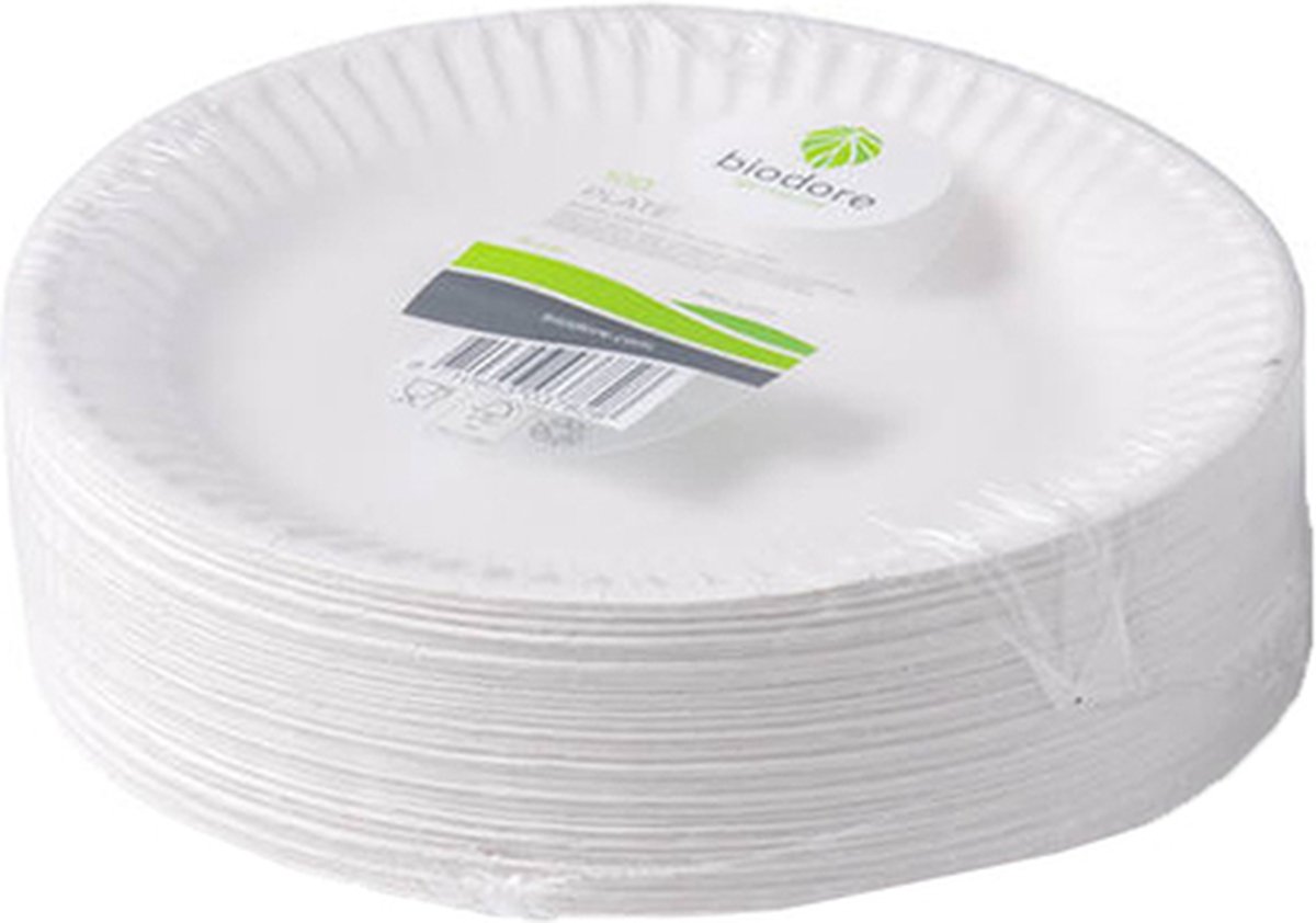 Goedkoopste DEPA® Bord - klein- rond - 1-vaks - karton - Ø15cm - wit - 100 stuks