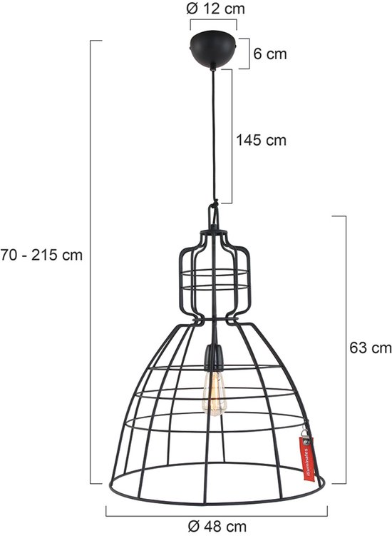 Éclairage - Suspension industrielle AN 1-l. 48x68cm - Noir