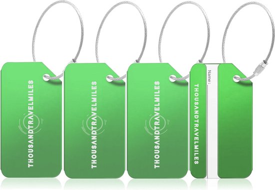 Bagagelabel – Groen – 4 stuks – Kofferlabel – Aluminium – Reisaccessoires – Kofferlabels – Bagagelabels voor Koffers – Luggage tag – Kofferlabel / Bagagelabel