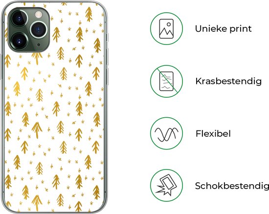 Coque iPhone 11 Pro - Branche de sapin - Noël - Or - Motif - Coque de téléphone en Siliconen