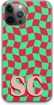 Gepersonaliseerd - Case Company® - Hoesje geschikt voor iPhone 13 Pro Max hoesje - Grid Monogram - Soft Cover Telefoonhoesje - Bescherming aan alle Kanten en Schermrand