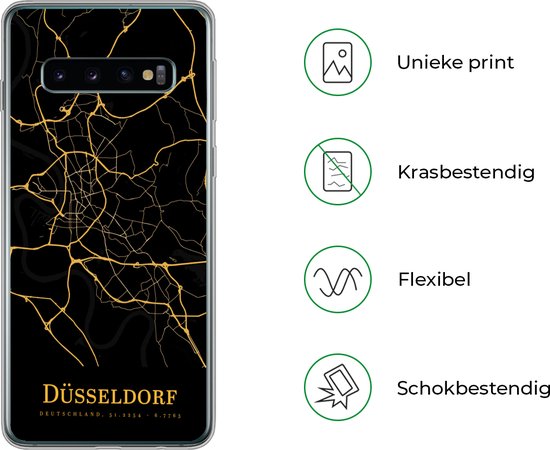 Coque Samsung Galaxy S10 - Düsseldorf - Carte - Or - Coque de téléphone en Siliconen