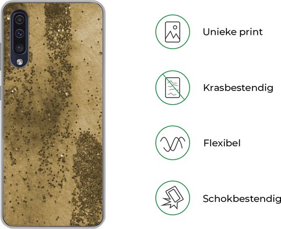 Coque Samsung Galaxy A50 - Or - Glitter - Structure - Coque de téléphone en Siliconen