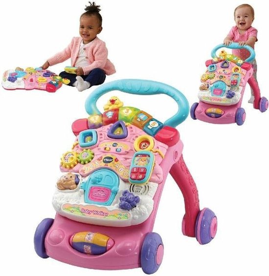 VTech 2 in 1 Baby Walker - Loopwagen Baby - Educatief Baby Speelgoed - Licht & Geluidseffecten - Nederlands Gesproken Speelgoed - Cadeau - Roze - 9 tot 36 Maanden - VTech