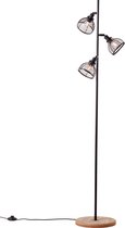 Brilliant Avia - Vloerlamp - E27 max 3x40W - Zwart/Houtkleur
