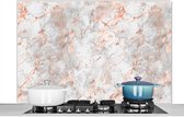 Spatscherm keuken 120x80 cm - Kookplaat achterwand Rose goud - Marmer print - Wit - Patroon - Muurbeschermer - Spatwand fornuis - Hoogwaardig aluminium