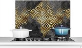 Spatscherm keuken 80x55 cm - Kookplaat achterwand Goud - Marmer - Verf - Patronen - Muurbeschermer hittebestendig - Spatwand fornuis - Hoogwaardig aluminium