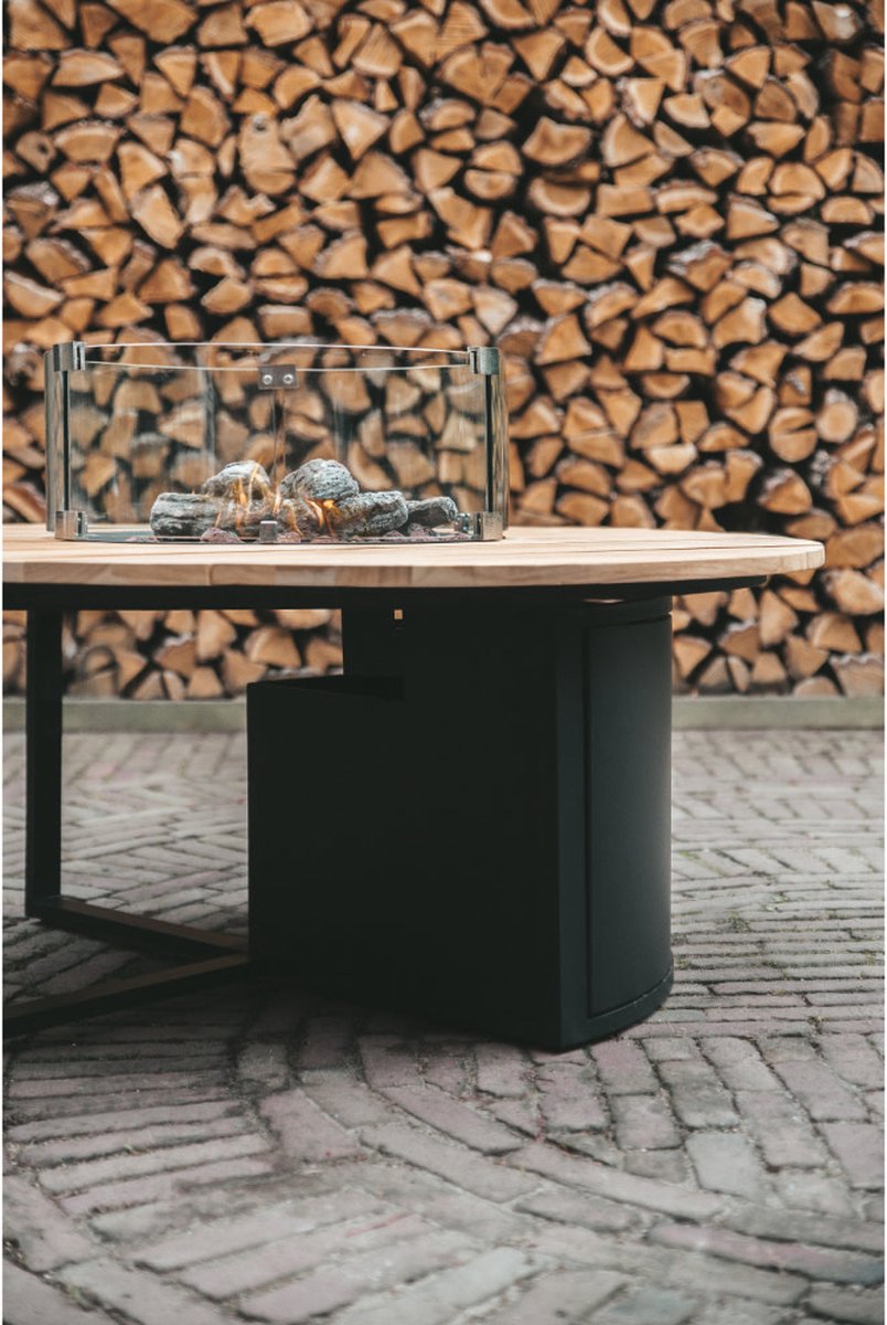 Cosi Cosiloft Round 120 - Fire Table - White with Teak