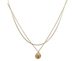 Amberz Dubbele Gouden Ketting Dames – Layer ketting met Vintage Coin Hanger – Verguld Goud – Palawan